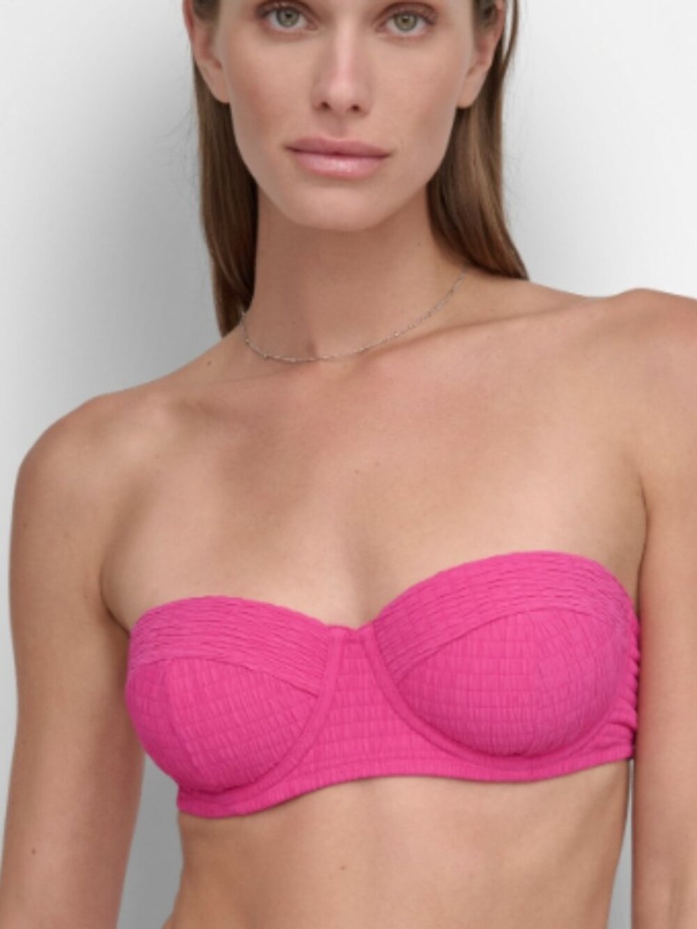 Dkny Women's Textured Molded Balconette Bikini Top Pink Size M 11713